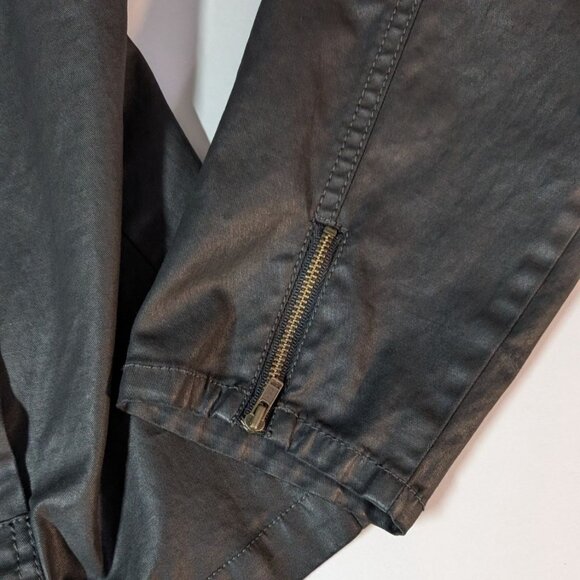 Eileen Fisher Waxed Cotton Moto Jacket Womens Size 1X Faux Leather Organic Blend - Picture 6 of 9